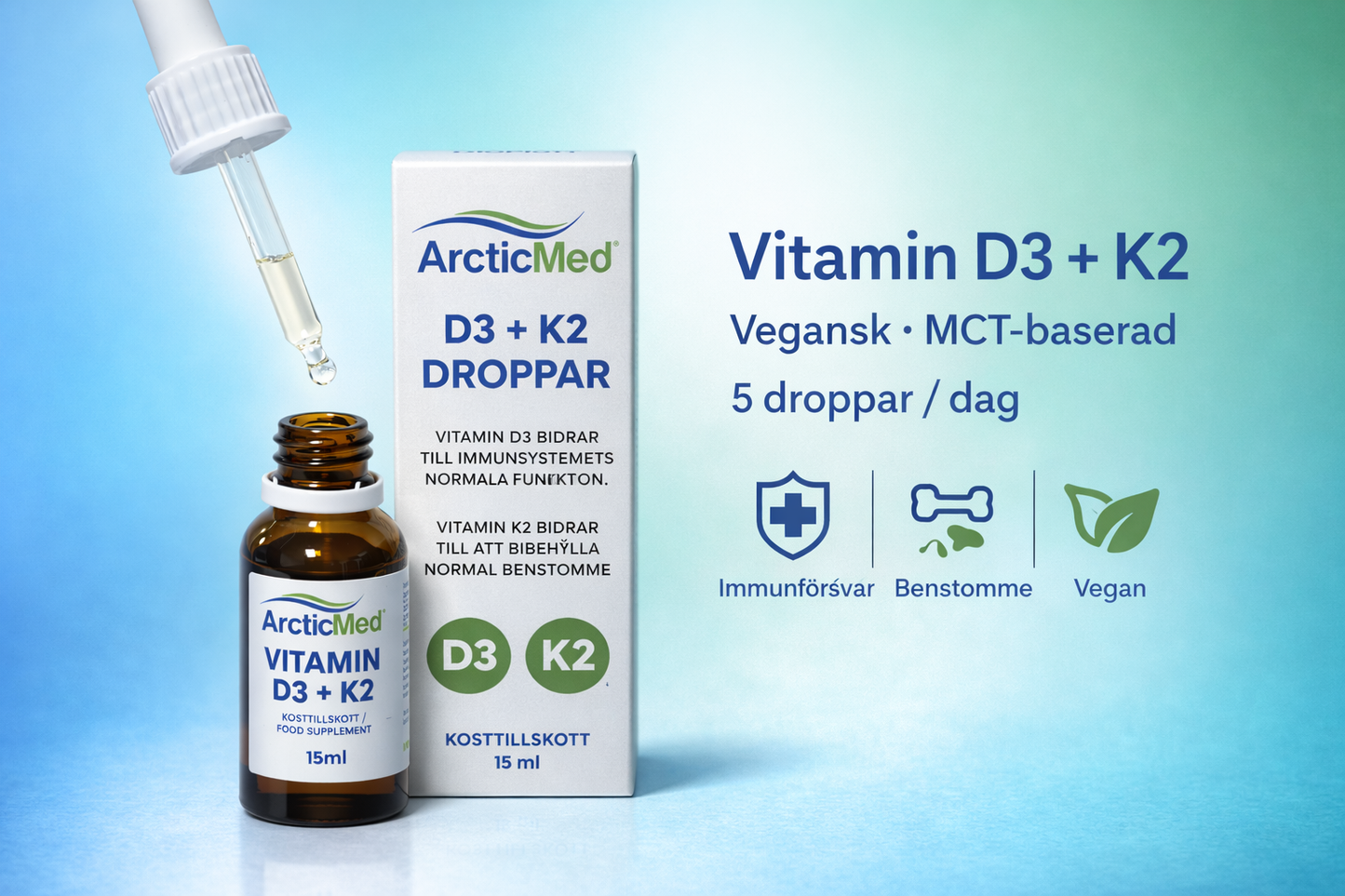 Vitamin D3 + K2 Droppar